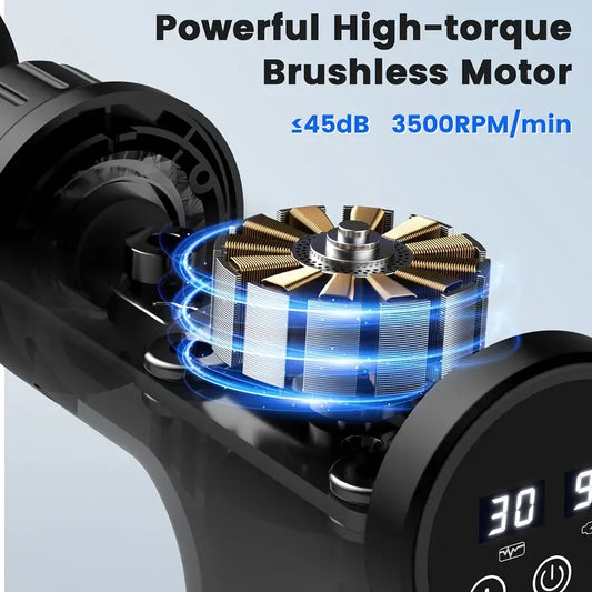 Massage Gun for Athletes – Deep Tissue Handheld Muscle Massager with 30 Speeds & 6 Heads