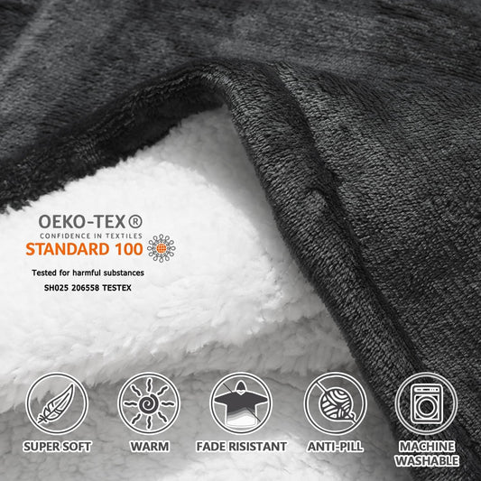 Wearable Blanket Hoodie, Oversized Sherpa Fleece Sweatshirt with Giant Pocket, Birthday Gifts for Women, Warm Christmas Gift for Mom, Sister