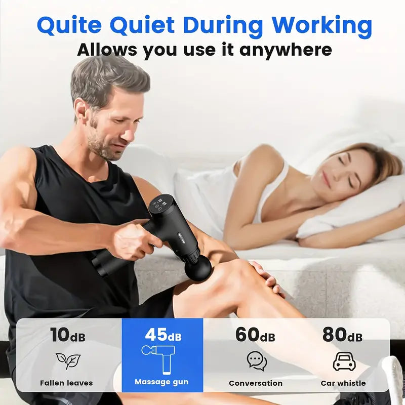 Massage Gun for Athletes – Deep Tissue Handheld Muscle Massager with 30 Speeds & 6 Heads