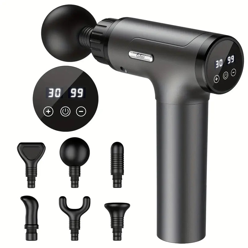 Massage Gun for Athletes – Deep Tissue Handheld Muscle Massager with 30 Speeds & 6 Heads