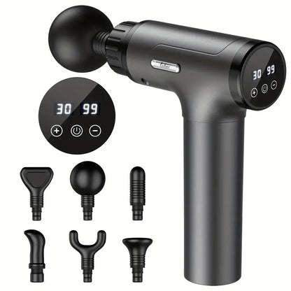 Massage Gun for Athletes – Deep Tissue Handheld Muscle Massager with 30 Speeds & 6 Heads