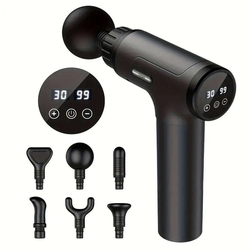 Massage Gun for Athletes – Deep Tissue Handheld Muscle Massager with 30 Speeds & 6 Heads